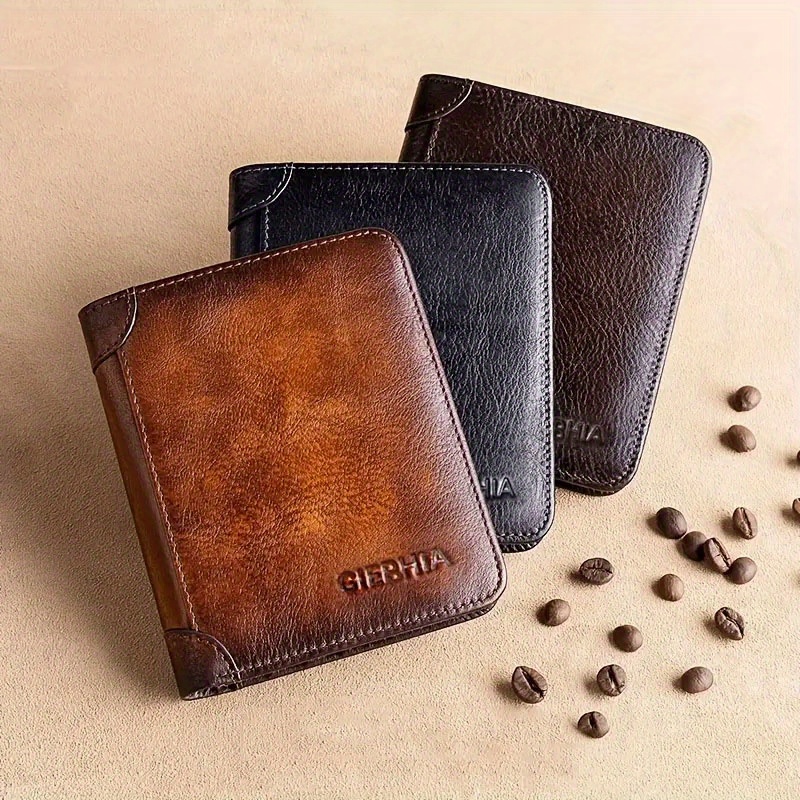 Brown leather handmade wallet with money clip by Luniko. Vintage Series