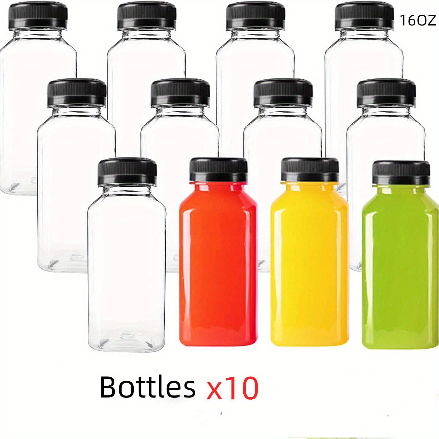 Clear Pet Plastic Water Bottles With Black Leak-proof Lids - Ideal For Bulk  Drinks, Smoothies, And More - Perfect For Business, Restaurants, And Home  Use - Temu