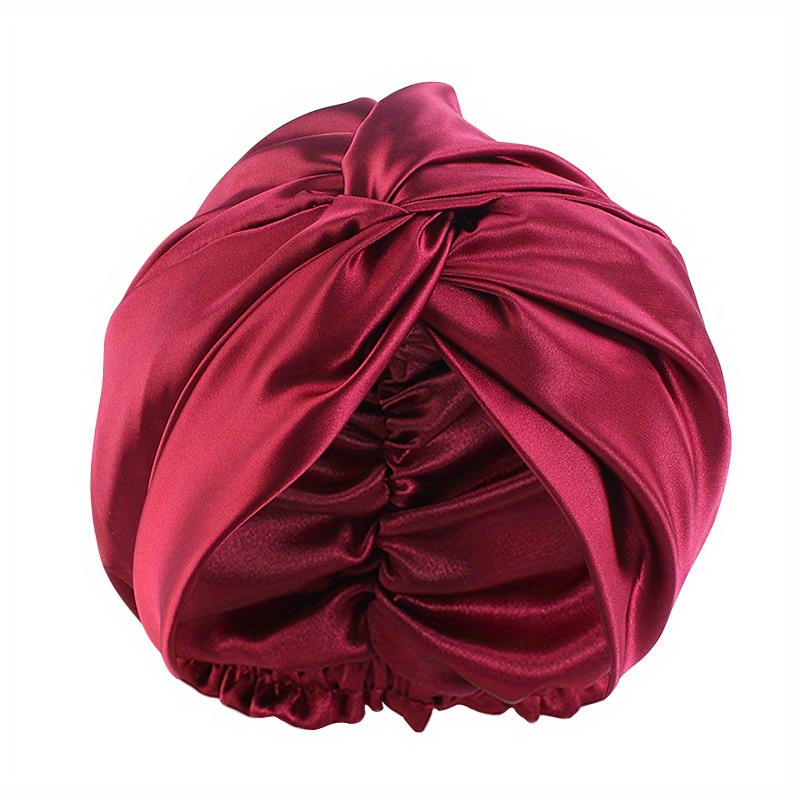 Bonnet de nuit en Satin de soie, Turban, 9 couleurs, Polyester