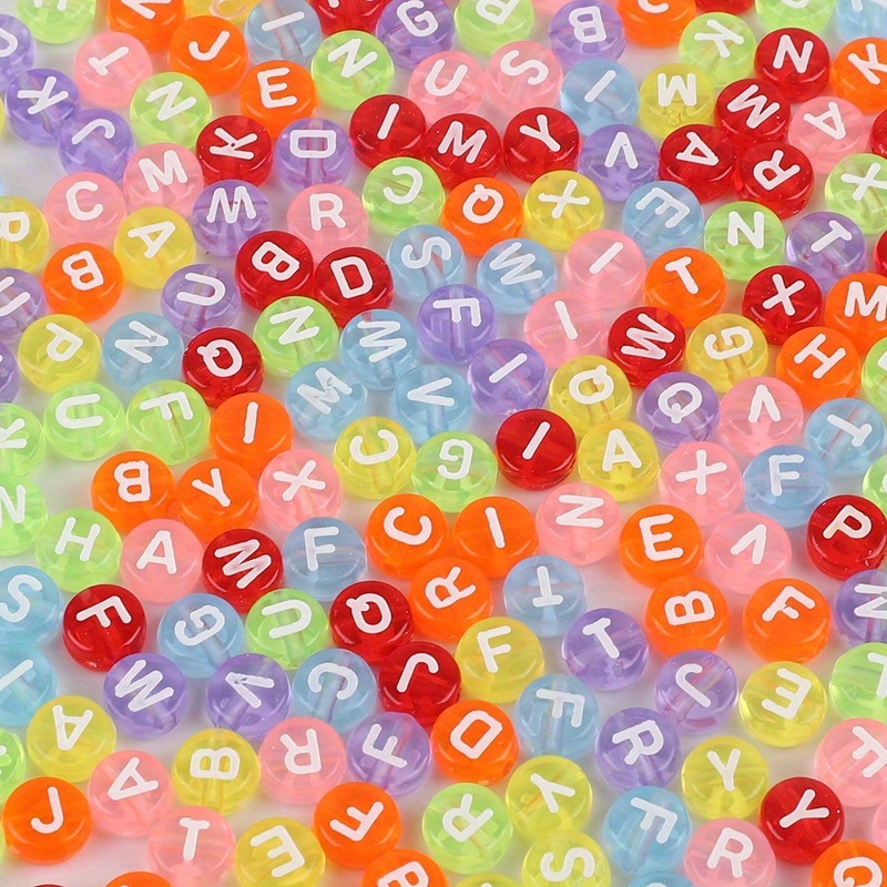 Clear Acrylic Round Letter Beads Multiple Color Flat Random - Temu