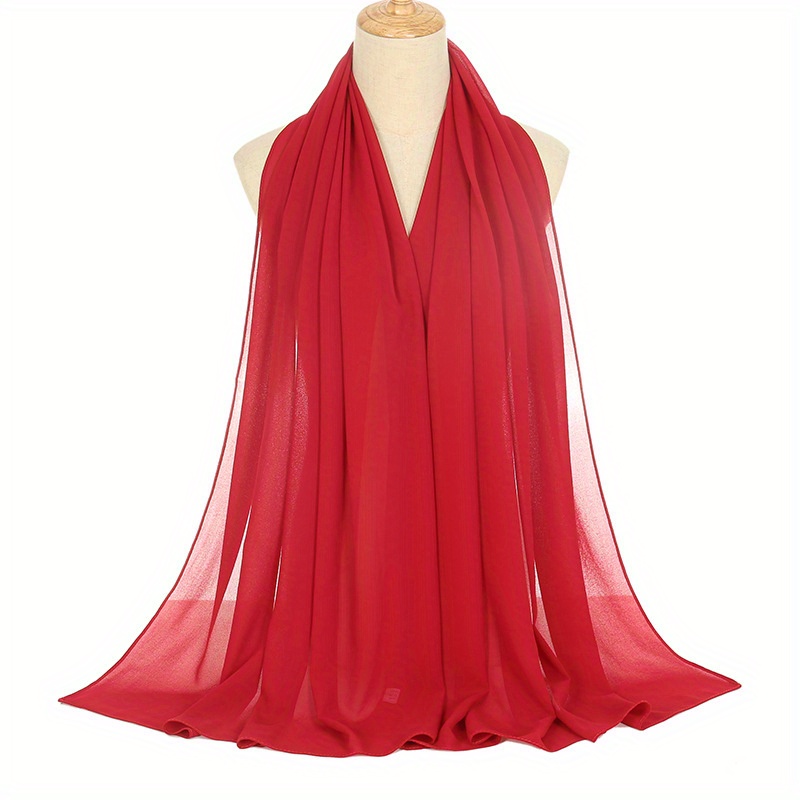 Solid Hijab Breathable Full Cover Shawl Turban Gauze Scarf