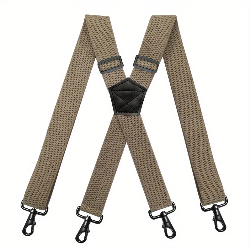 1pc Heavy Duty Suspenders For Men Work Outdoor Hunting Motorbiking Skiing 1  38inch Wide X Back 4 Snap Hooks Adjustable Elastic Mens Suspenders Trouser  Braces Ideal Choice For Gifts