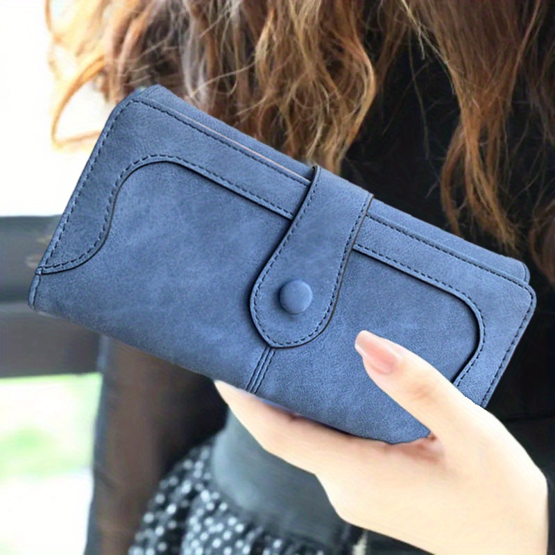 Stitch Detail Long Wallet Women s Trendy Wallet With Multiple Card Slots Id Window