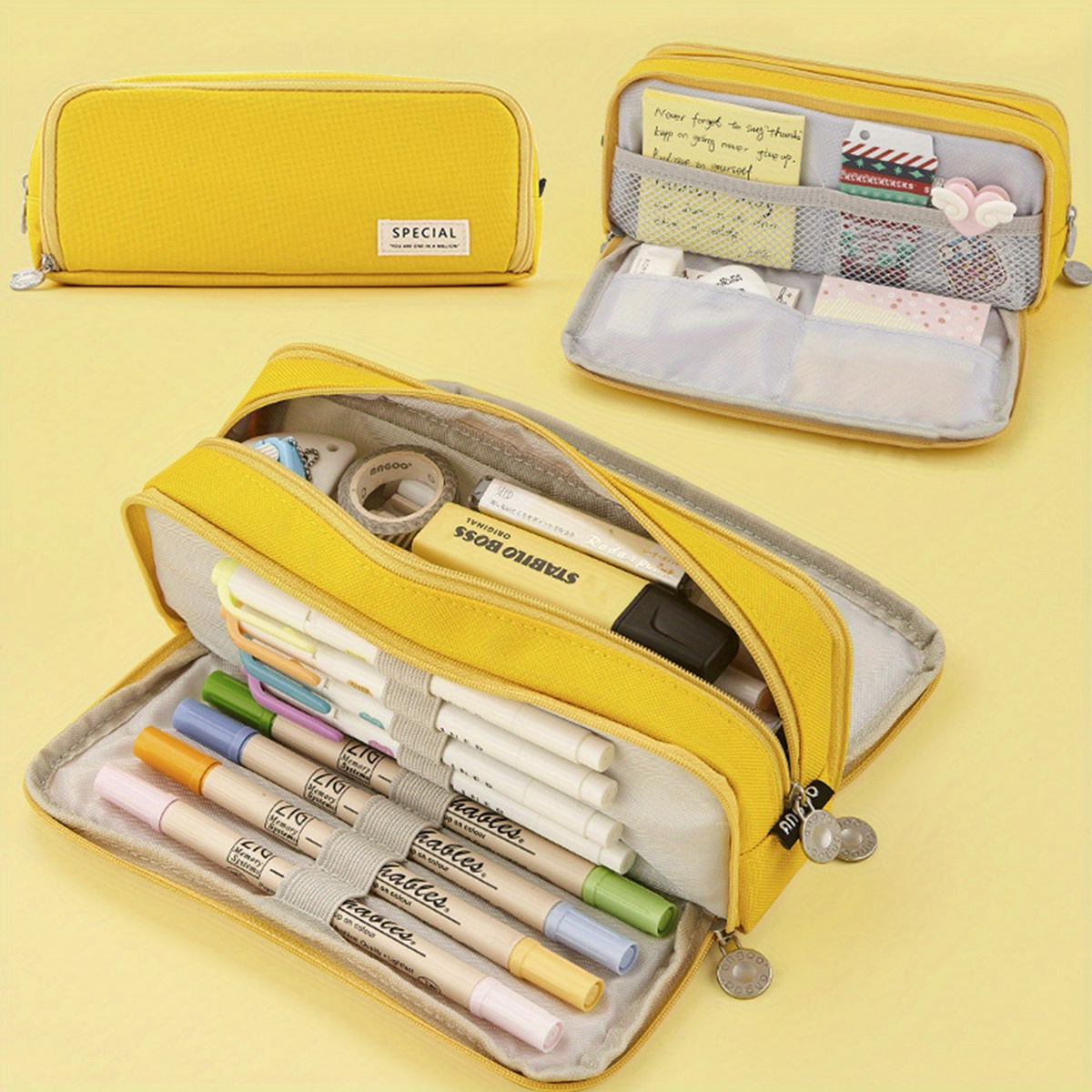 Stationery Bag Canvas Pencil Case Pencil Case Large Capacity - Temu