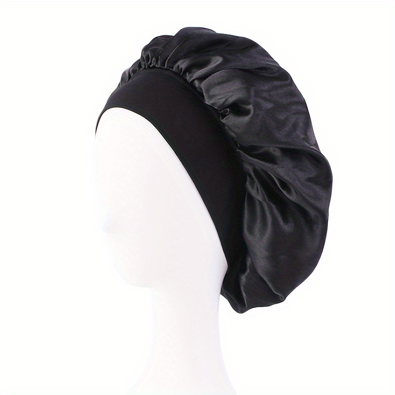Bonnet de nuit satin (Taille standard) - Noir