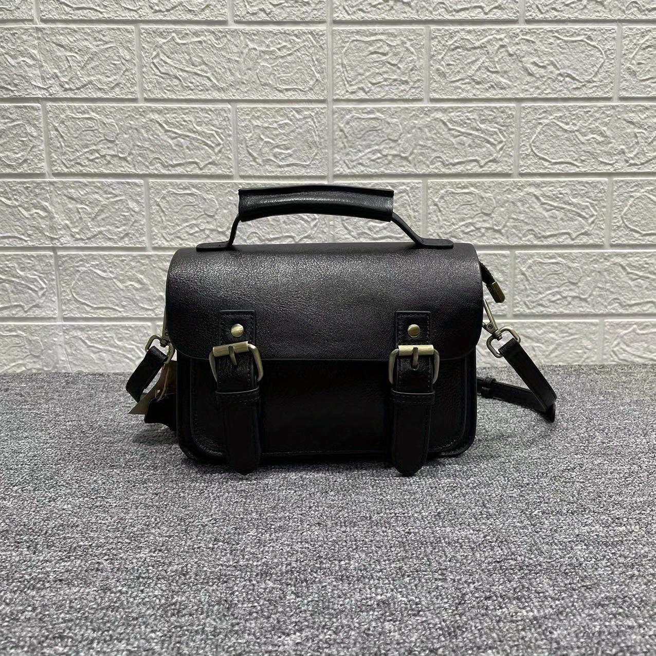 Grey Leather Messenger simple briefcase