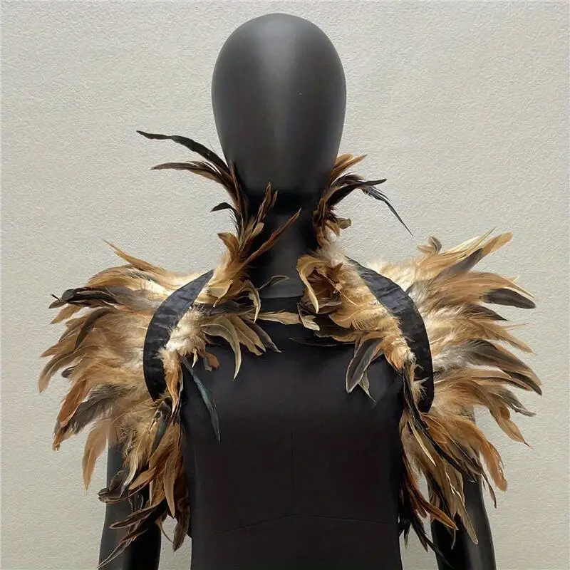 Party Cosplay Gothic Feather Shawl Solid Color Classic Fake Collar Wraps Cape Decorative Feather Shawl for Halloween Prom,Temu
