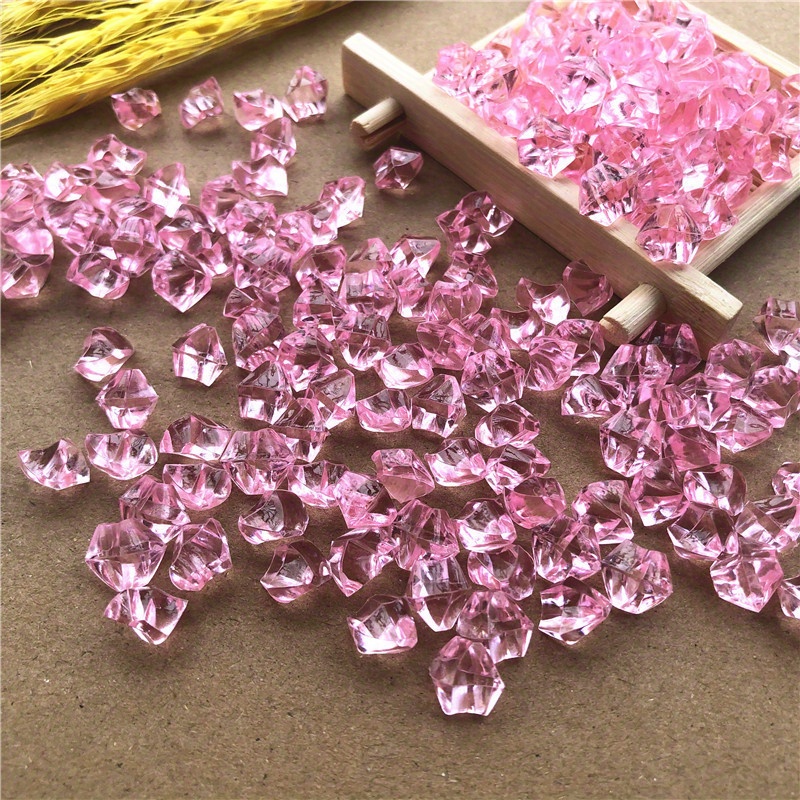 Pink Acrylic Heart Gems Ice Crystal Rocks, 3lb Bag, Packed 12 Bags Per Case  - Fisch Floral Supply