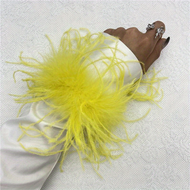 Feather Wrist Cuffs in 20 Colors, Solid Color Carnival Slap Bracelets for Halloween Cosplay Costume, Party Accessories, Non-Elastic Ostrich Feather Anklet Bracelet details 9