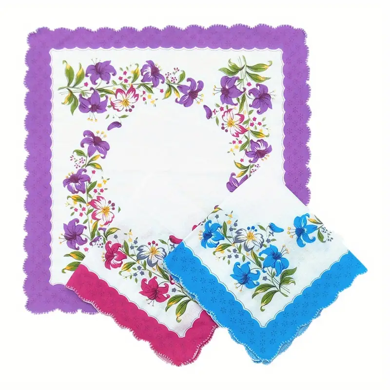 6 шт., 10 шт., 15 шт. assorted varieties упаковка 11-дюймовый хлопковый женский носовой платок, много стилей, смешанные носовые платки для мужчин и женщин, для подарков, детали 4
