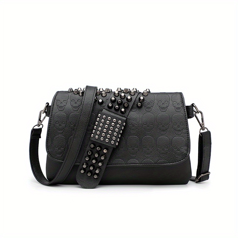 Gothic Chain Crossbody Bag Skull Studded Decor Handbags - Temu