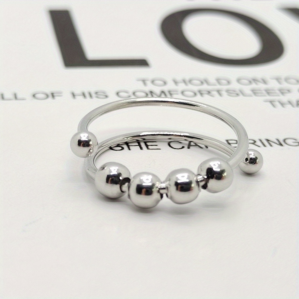 6PCS Anti Anxiety Fidget Ring for Women, Open Adjustable Ring, CZ Cubic  Zirconia Diamond Rings, Rotatable Bead Rings, Bee Daisy Rings Set for Women