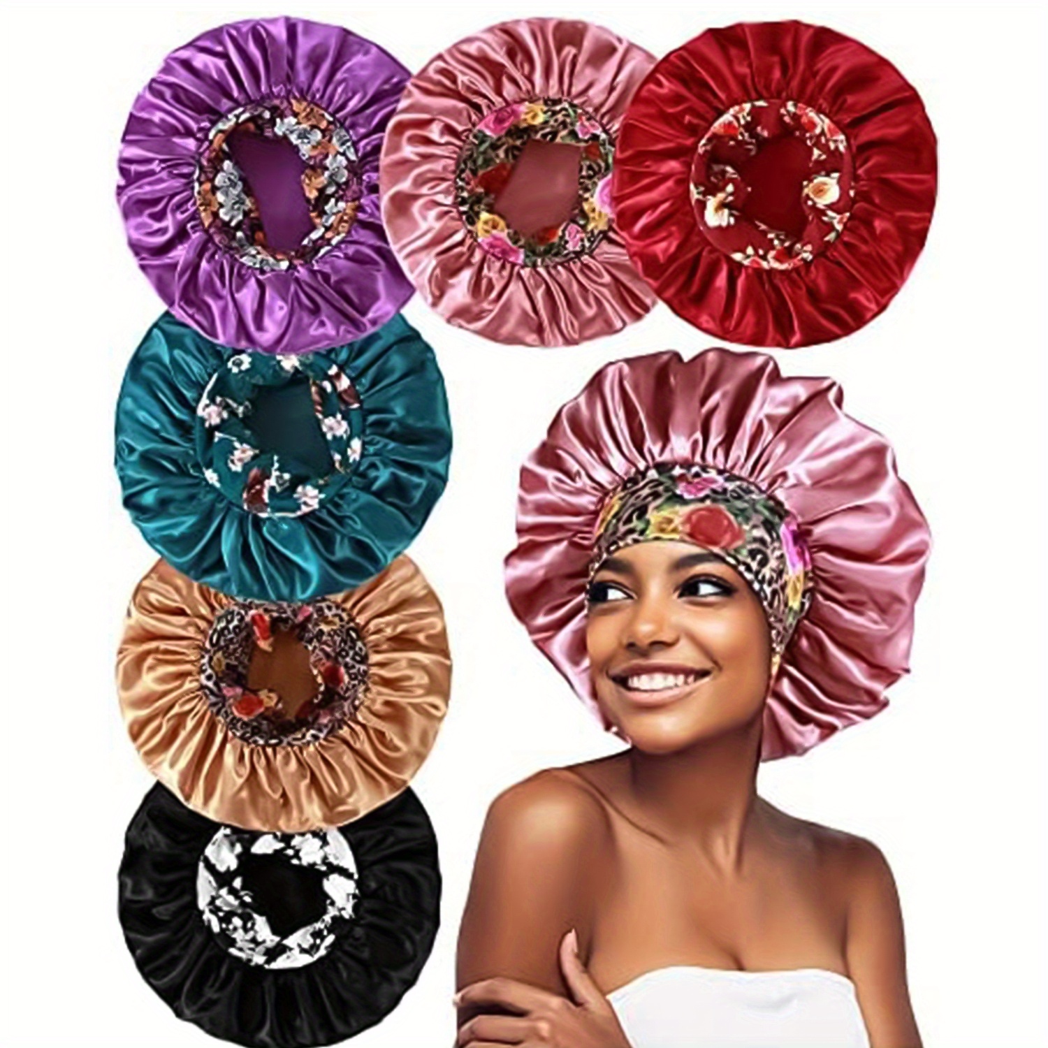 1 Unidad Gorros Satén Extra Dormir, Gorros Cabello Mujeres Trenzas, Rizos  Cabello Liso, Gorro Estampado Floral Banda Elástica Ancha (posición  Aleatoria Estampado Flores) - Accesorios Baño, Mejores Ofertas Diarias Hoy