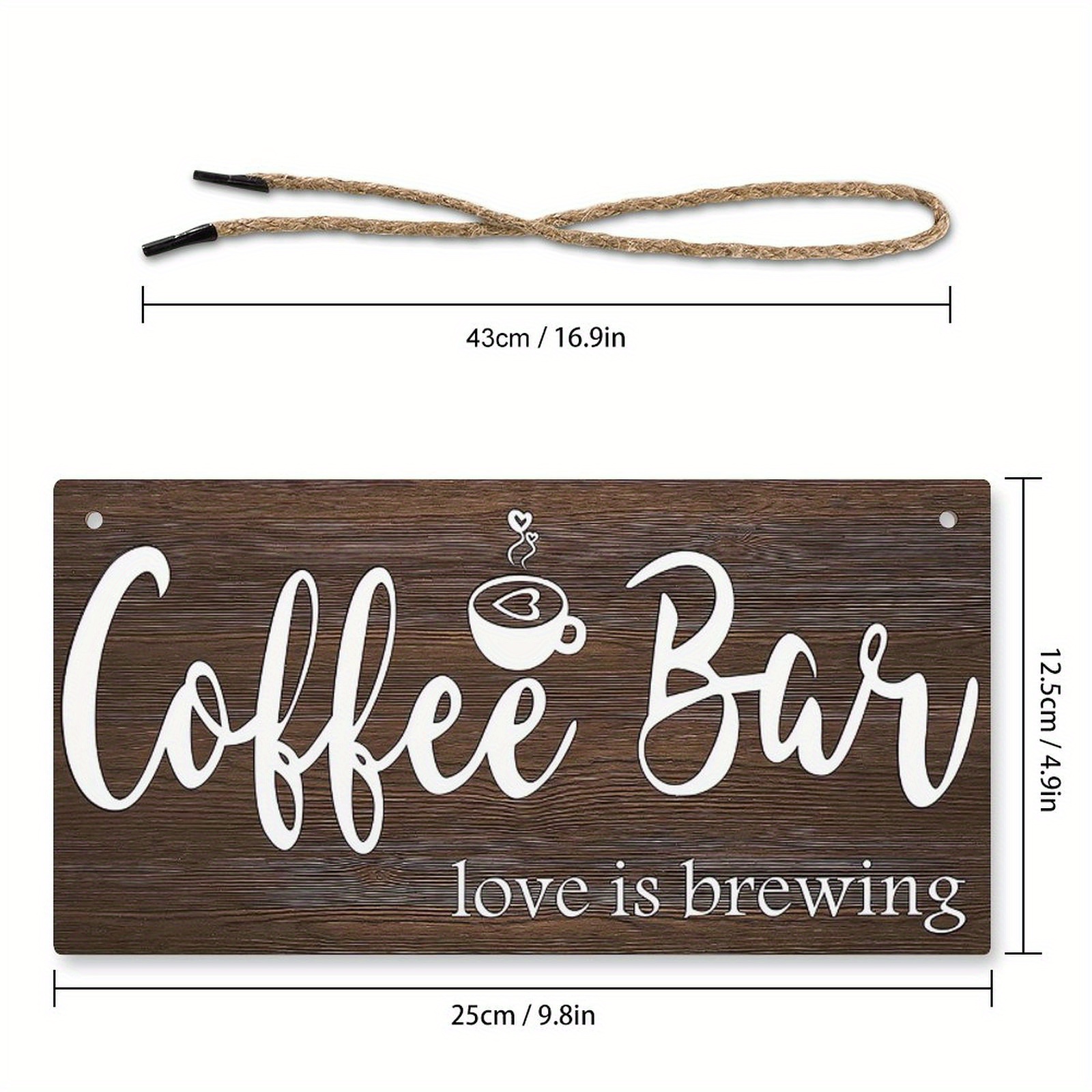 Coffee Bar Open Daily Cafe Decor Wood Hanging Plaque 5X10 Inch Coffee Signs  Modern Bar Accessories Kitchen Home Pub Shop Coffee Station Farmhouse  Decorative 