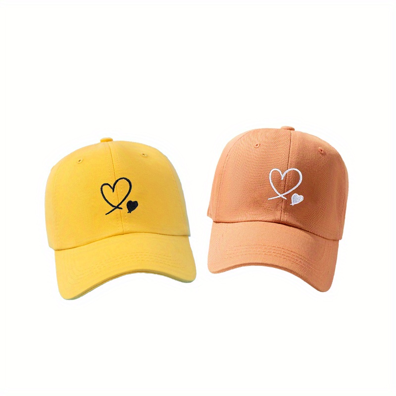 Couple Baseball Heart Embroidery Adjustable Sports Hat - Temu