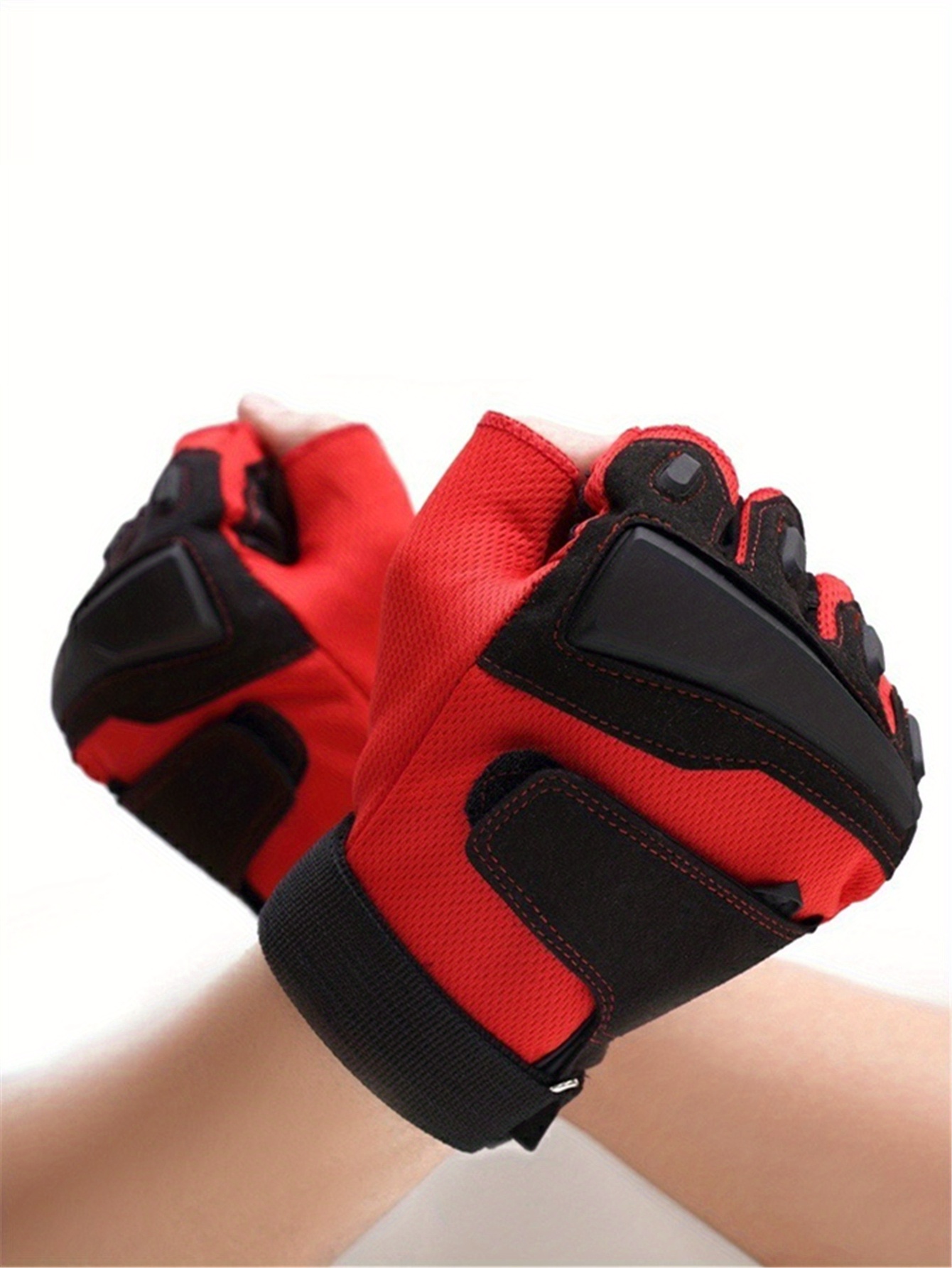 Mens Red and Black Fingerless Gloves