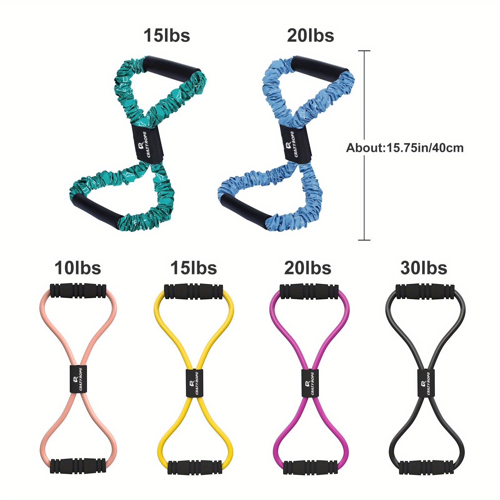 8 Shaped Resistance Bands Stretch Fitness Band Pull Rope Chest Arm
