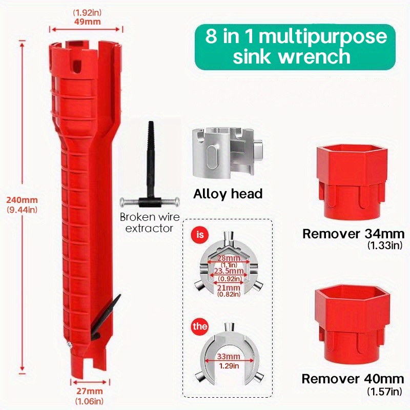 8 In 1 Sink Wrench Set Sink Repair And Faucet Plumbing Tool