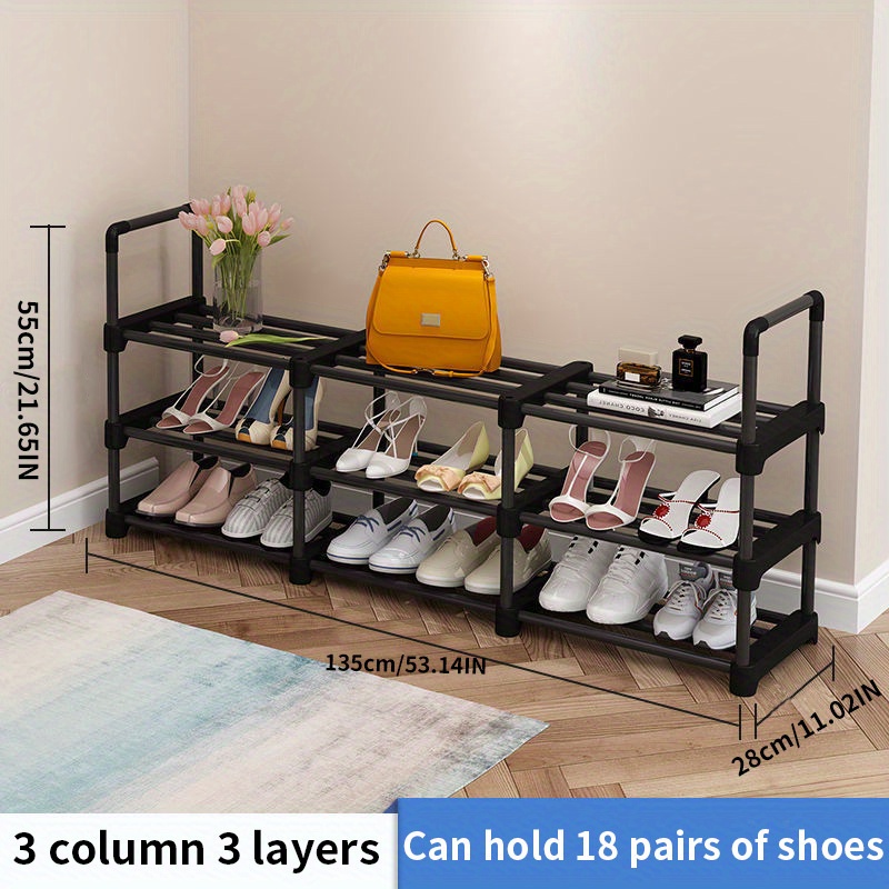 Multi-Layer Shoe Rack with Handbag Storage Size: 3 Column 7 Layer