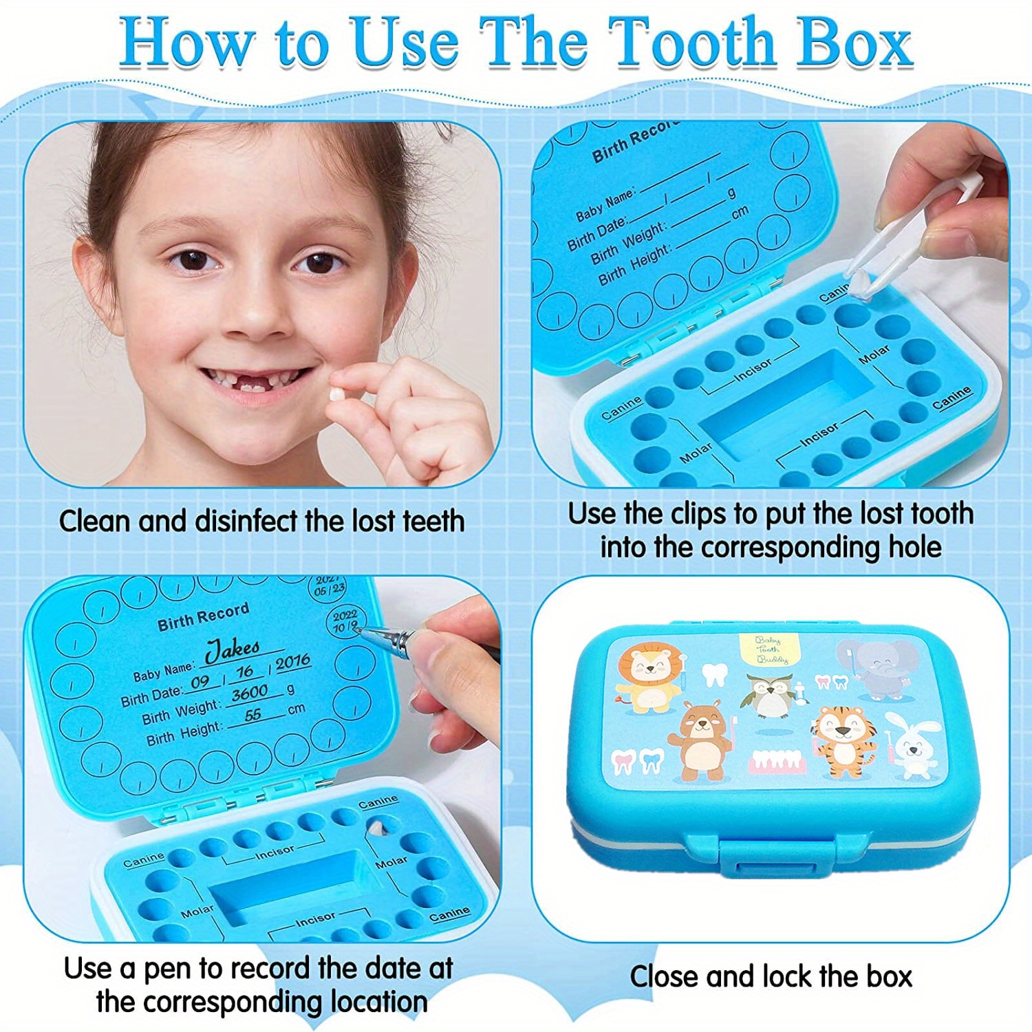 Baby Fairy Tooth Box Food Grade Pp Tooth Box Baby Teeth Keepsake Box Kids Teeth Saver Box Teeth
