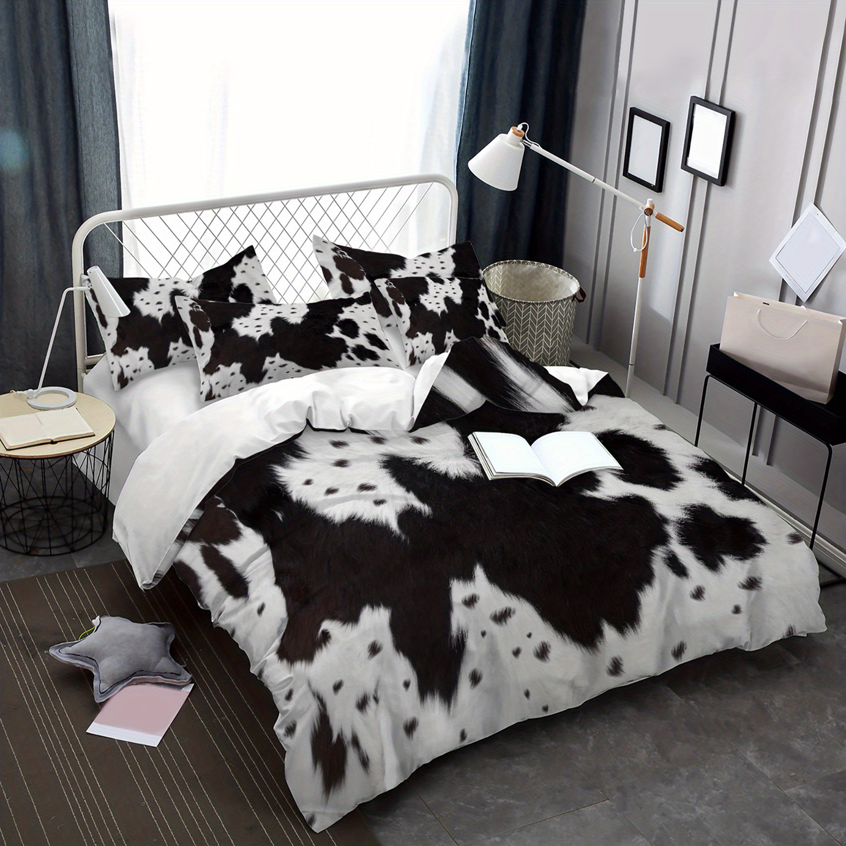 TEMU Black And Print Yak Fur Bedding Duvet Cover, Washable Microfiber Duvet Cover Soft And Comfortable Duvet Cover Two/three Piece Set