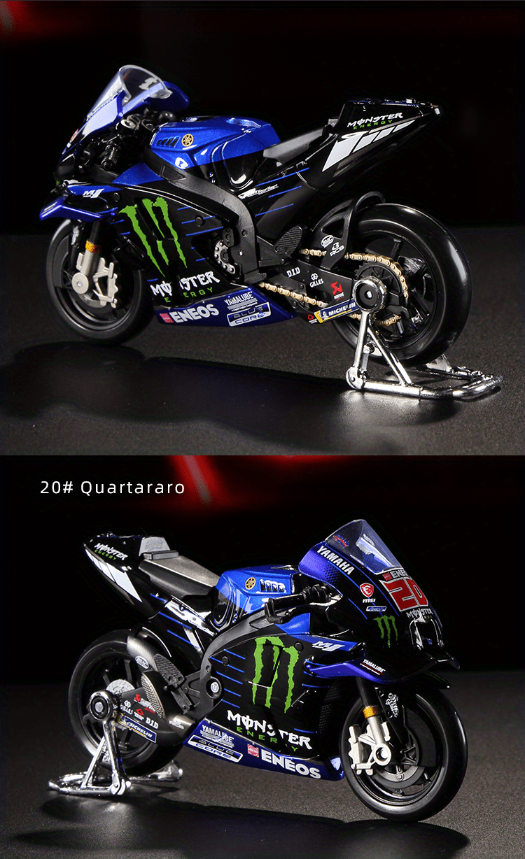 Mais Yamaha Factory Racing Team Motocicleta Modelo, Morrer Moto GP Corrida,  Fundição Liga, Coleção Presente Brinquedo, 1:18, Novo, 2022, #21, #20