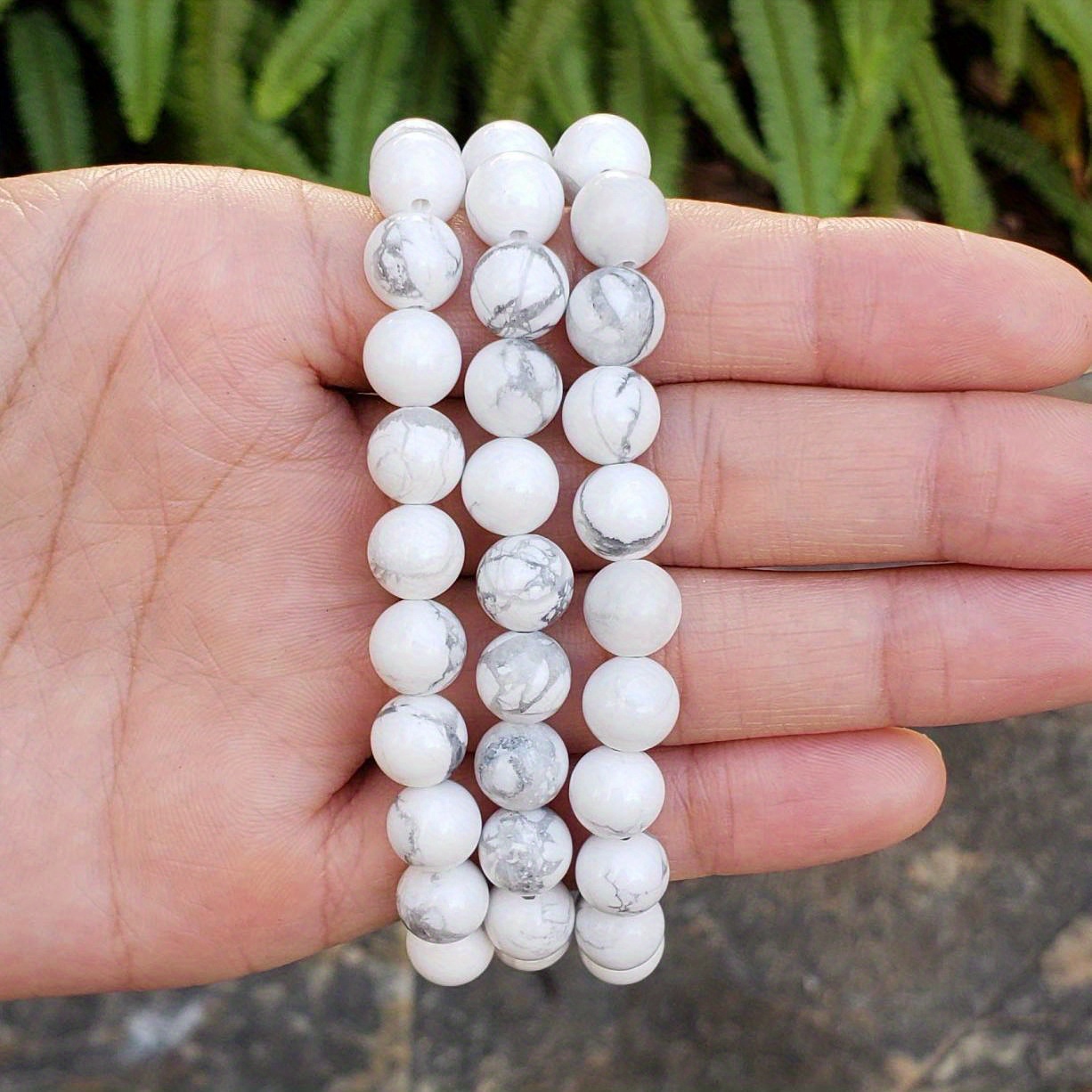 Unisex Classic Casual Stylish White Stones Marble Beads - Temu