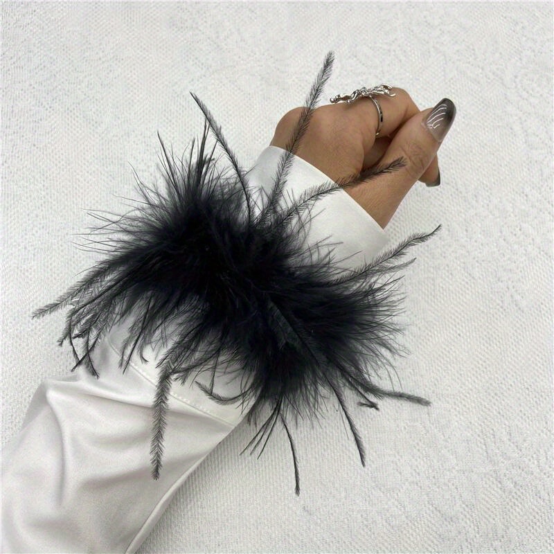 Feather Wrist Cuffs in 20 Colors, Solid Color Carnival Slap Bracelets for Halloween Cosplay Costume, Party Accessories, Non-Elastic Ostrich Feather Anklet Bracelet details 2