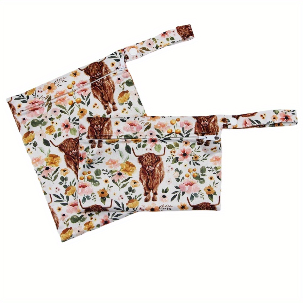 2pcs soft cute cow prints wet bags diaper bags christmas halloween thanksgiving gift details 2