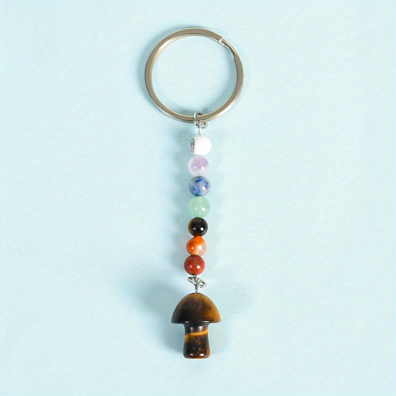1 PC Natural Crystal Mini Mushroom Keychain Healing Crystal Key Chains for Men Gem Key Rings Stone Keychain Natural Stone Great Gift,Temu