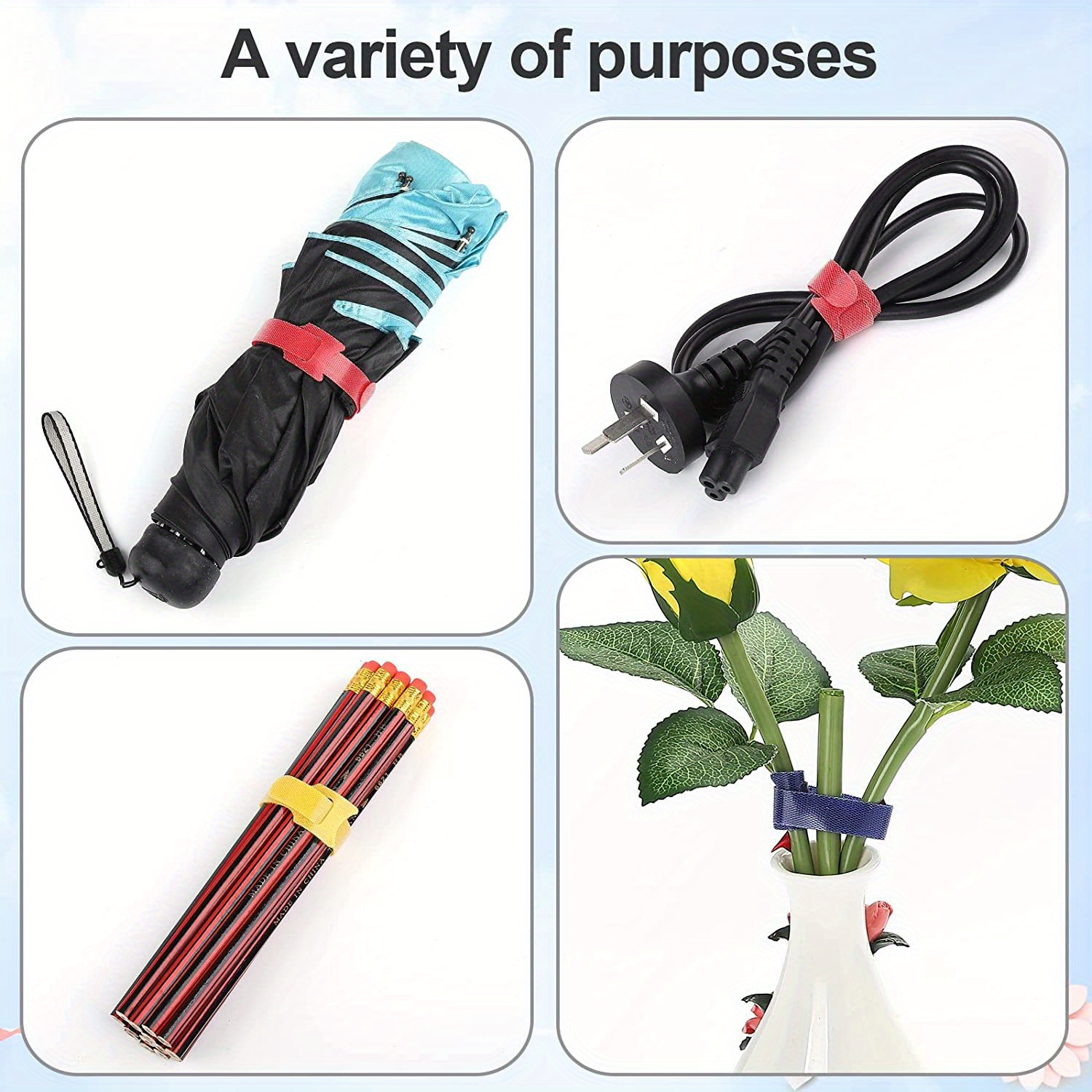 20/50 nylon strap storage set, reusable self-adhesive tape, suitable for daily office supplies, durable and soft textile materials, Hook-and-loop Fastener storage tool, can be used as a storage gift