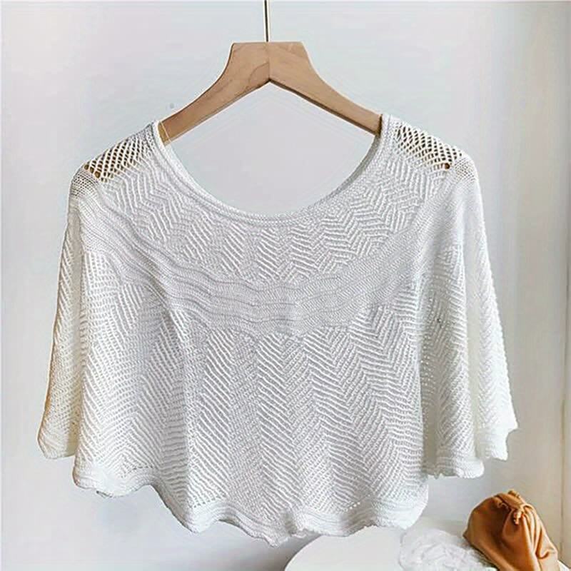 Knitted Shawl Wavy Edge Solid Wrap Cape