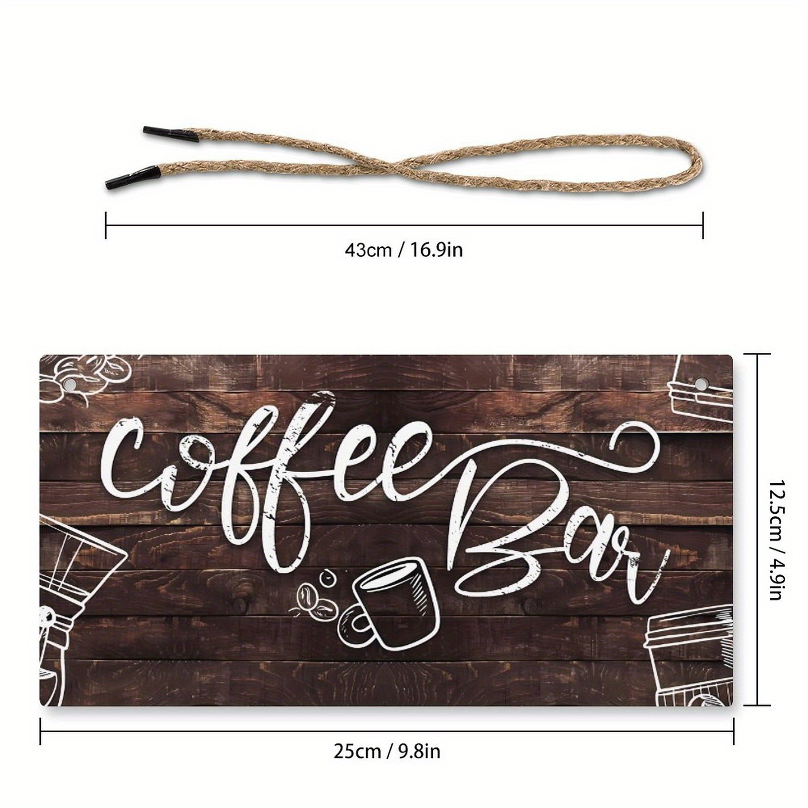 Coffee Bar Open Daily Cafe Decor Wood Hanging Plaque 5x10 Inch Coffee Signs  Modern Bar Accessories Kitchen Home Pub Shop Coffee Station Farmhouse Deco