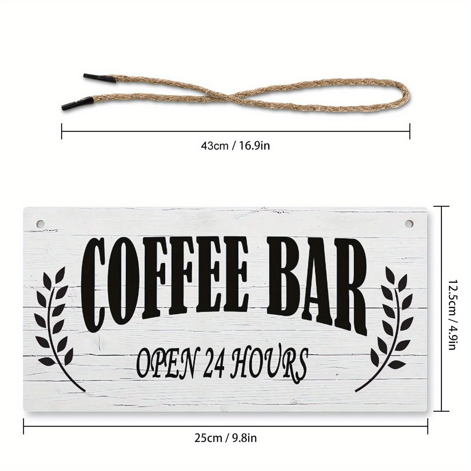Coffee Bar Open Daily Cafe Decor Wood Hanging Plaque 5X10 Inch Coffee Signs  Modern Bar Accessories Kitchen Home Pub Shop Coffee Station Farmhouse  Decorative 