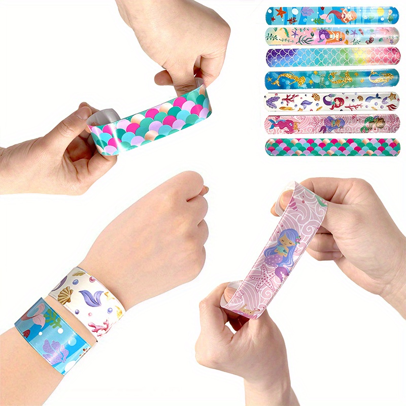 24pcs Slap Bracelets For Kids Party Favors Mermaid Snap Bracelets Pack Bulk  Toys For Kids Prizes Wrist Bands Toddler Party Favors Bulk One Size Fits A