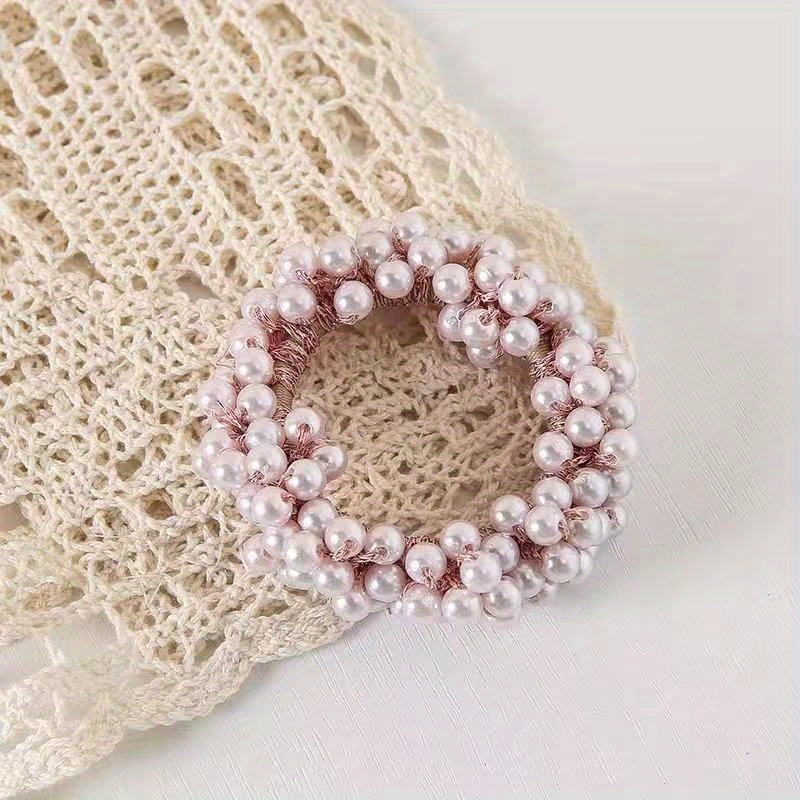 pearl elastic hair tie hair rope scrunchie stretch - Temu Canada