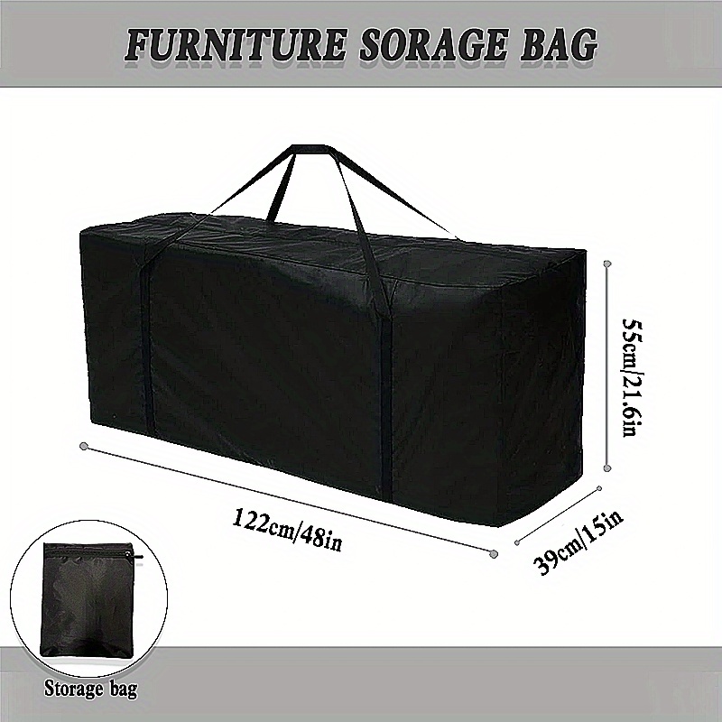 Image of 1pc 210d Heavy-duty Storage Bag - For Outdoor Patio Furniture Cushions, Garden Pillows & Christmas Trees With Carry Handles