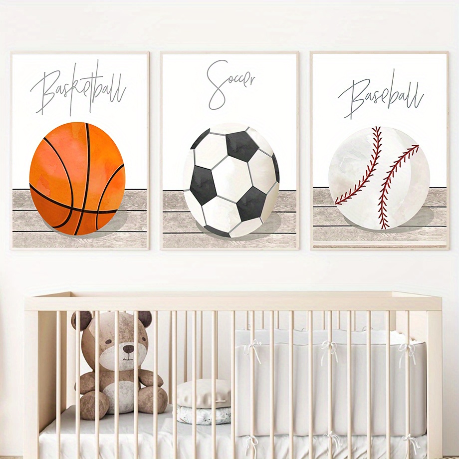 Basketball Football Baseball Sports Canvas Painting, Nursery Decor ...