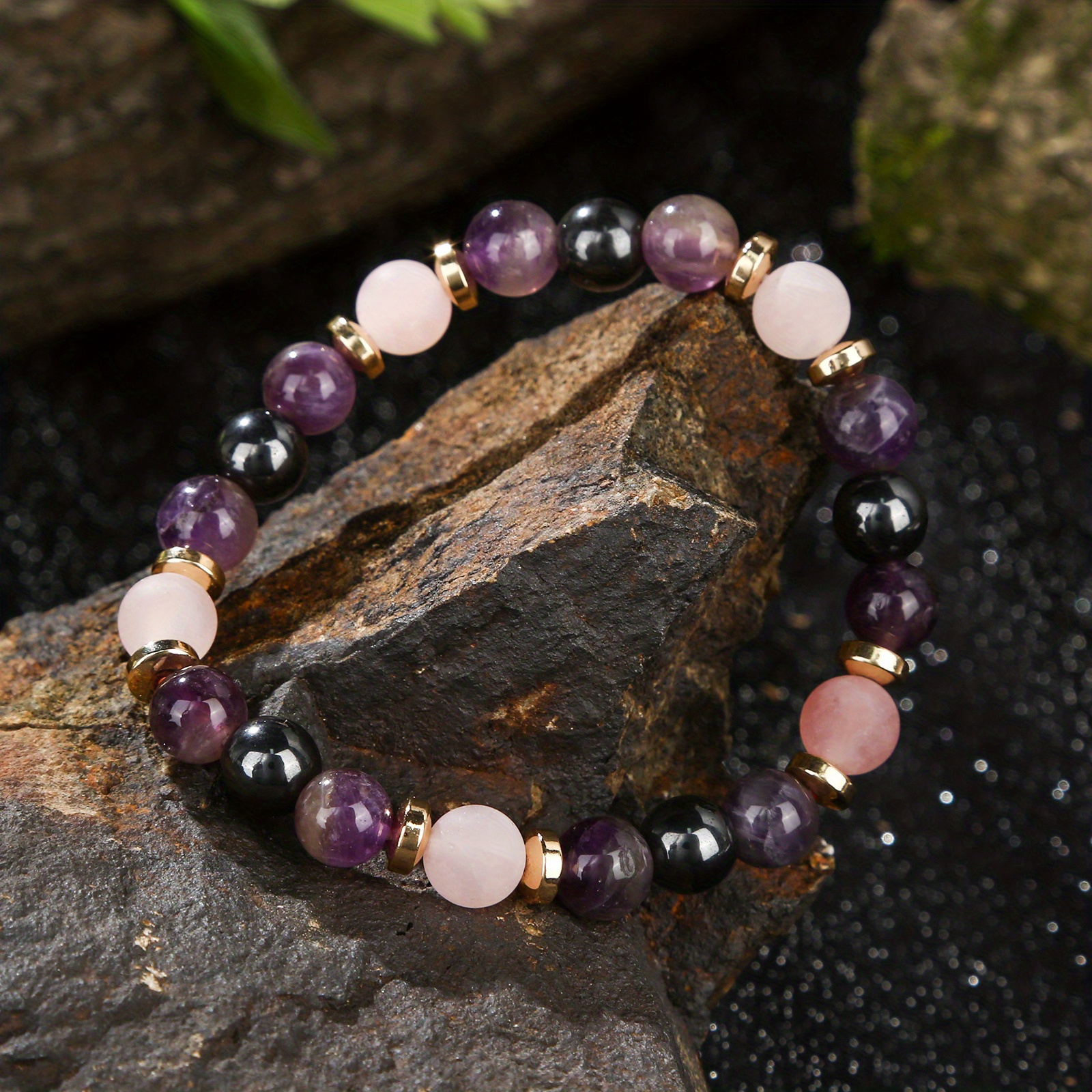 Colorful Beads Natural Stones Yoga Bracelet Handmade Braided - Temu