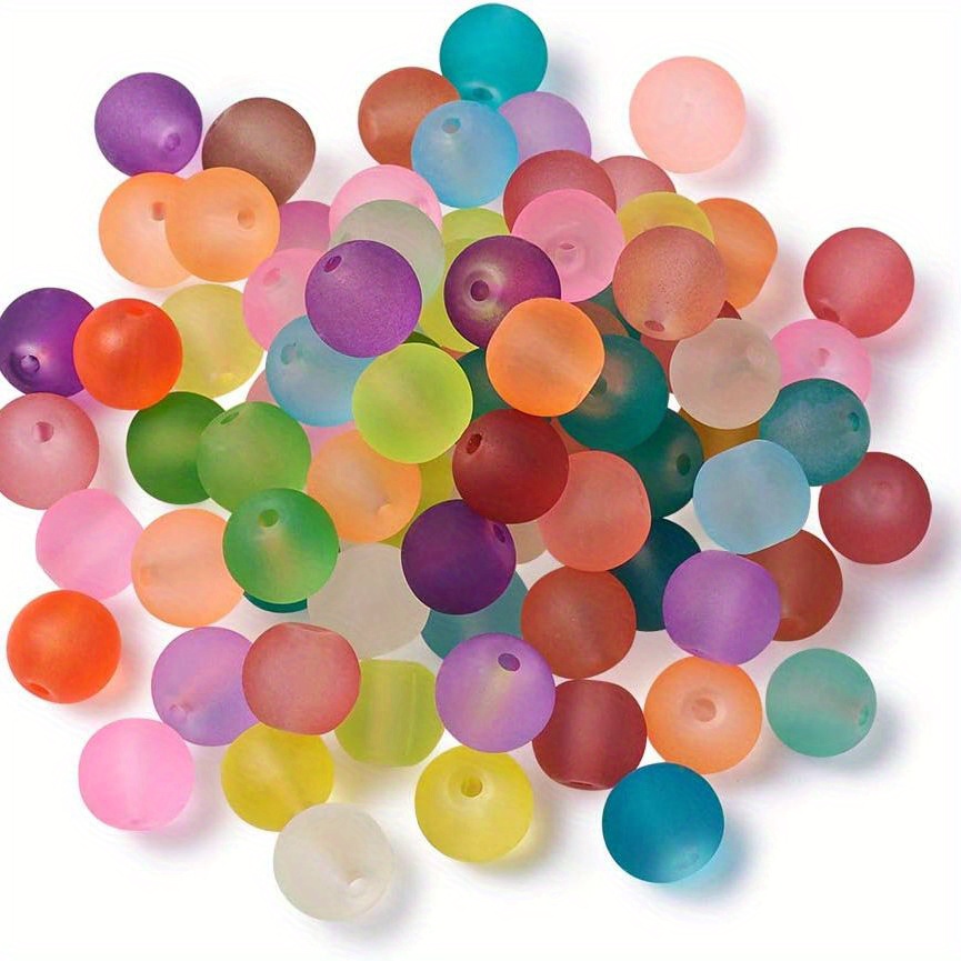 Clear Frosted Glass Round Beads Small Crystal Glass Round - Temu