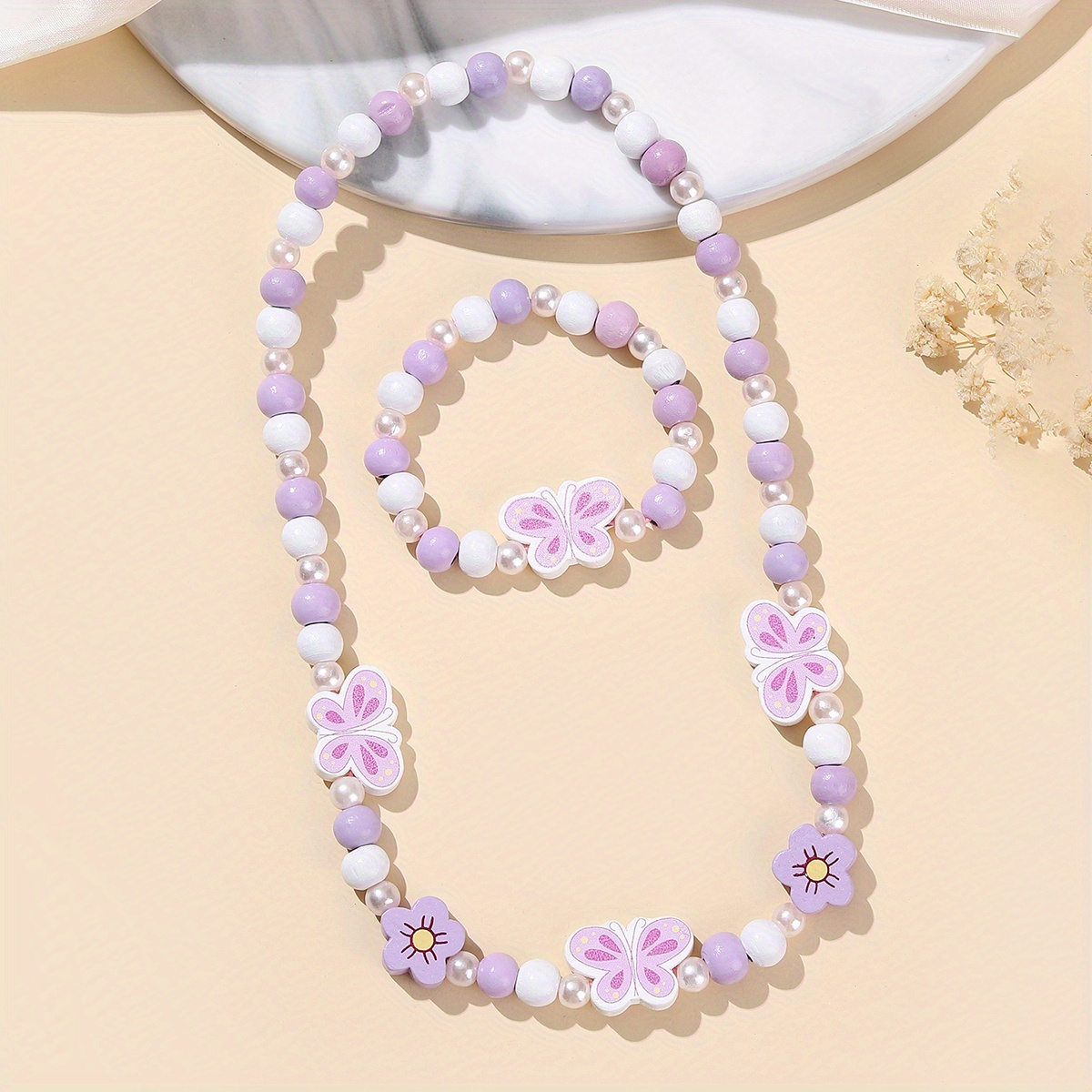 4pcs Earrings + Necklace + Bracelet Coquette Style Jewelry, Jewels Set Made of Beads Match Daily Outfits Sweet Gift for Female,Temu