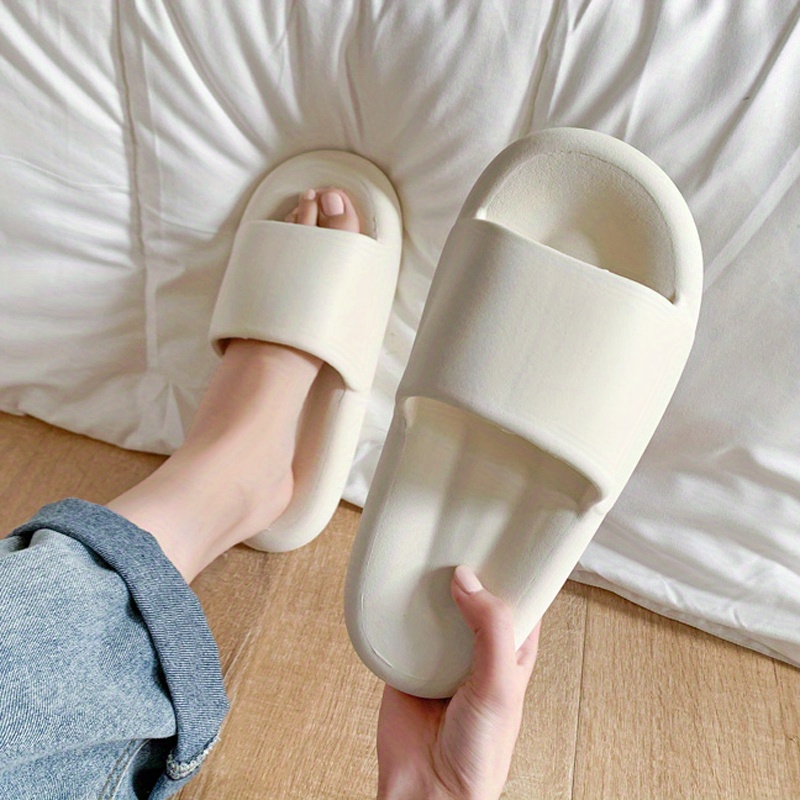 Women's Solid Pillow Slides Slip On Open Toe Soft Sole Home Comfy Slides