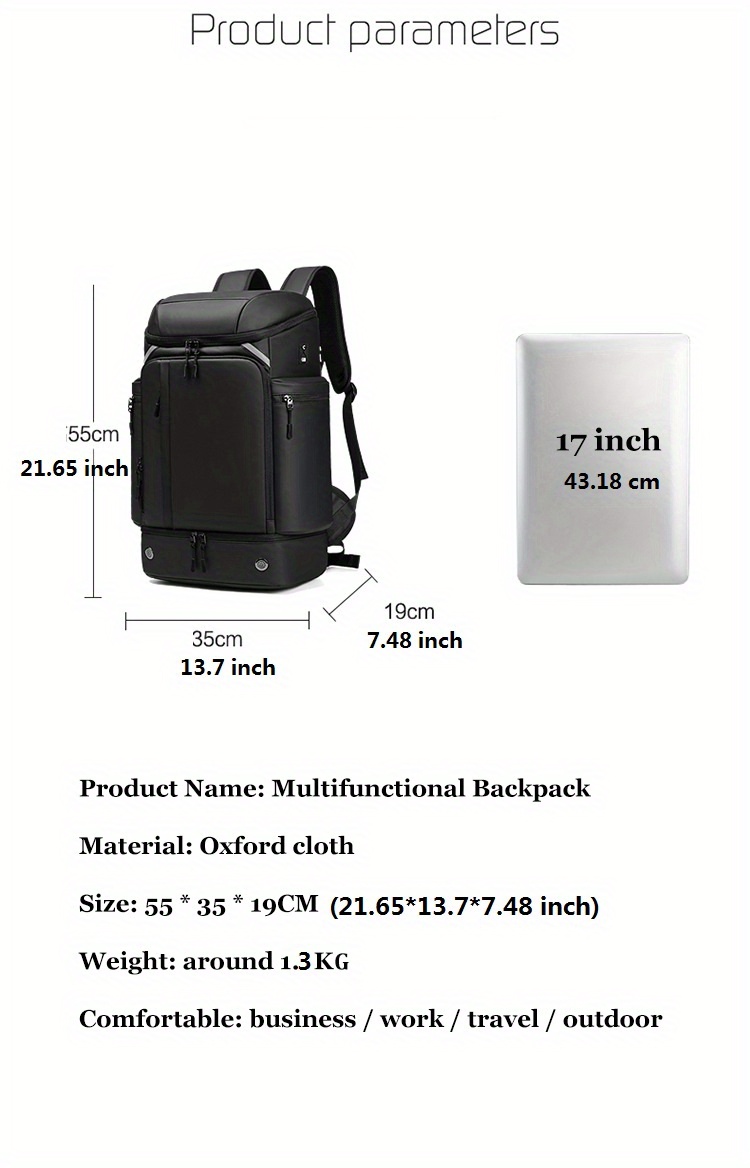 Men's Travel Backpack Large Capacity Hiking Backpack - Temu