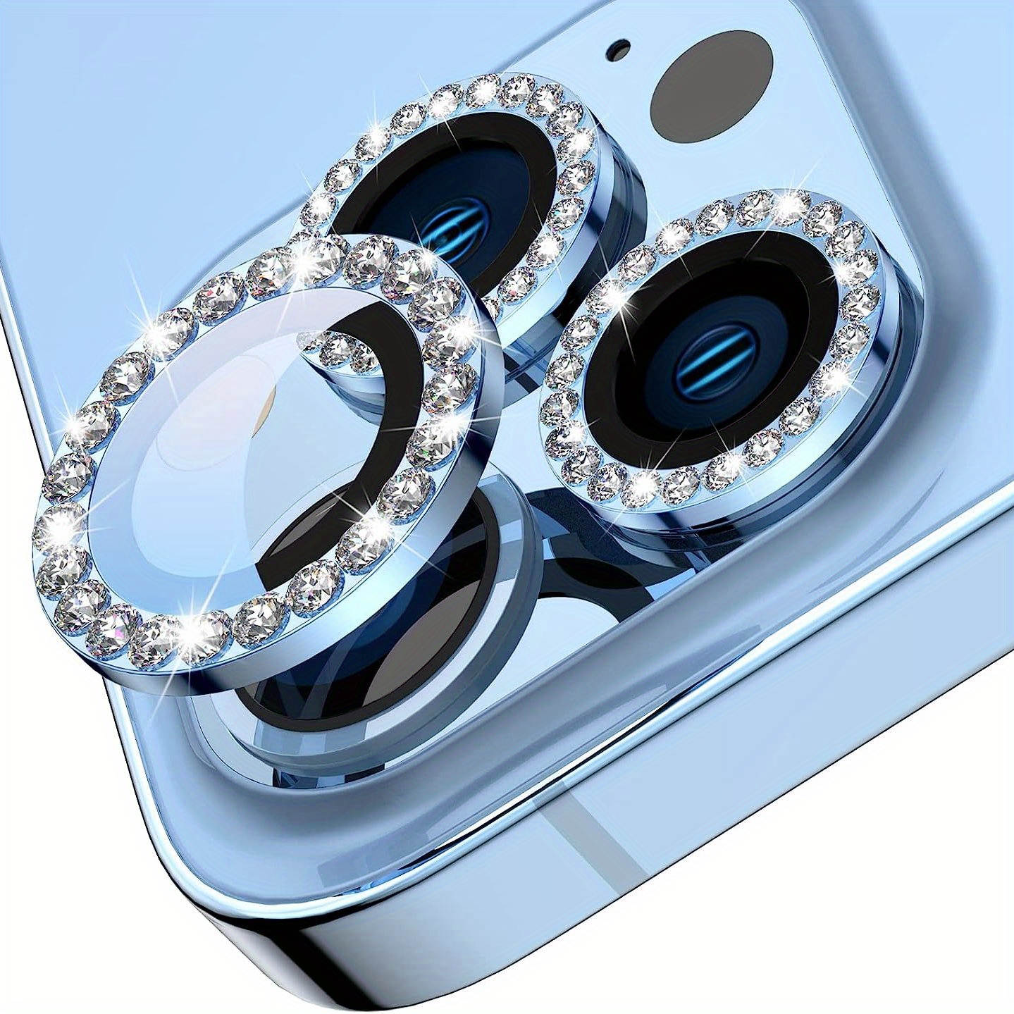 Diamond Camera Lens Protector, Diamond Tempered Glass Camera Cover Screen  Protector for iPhone 14 / iPhone 14 Plus In Silver