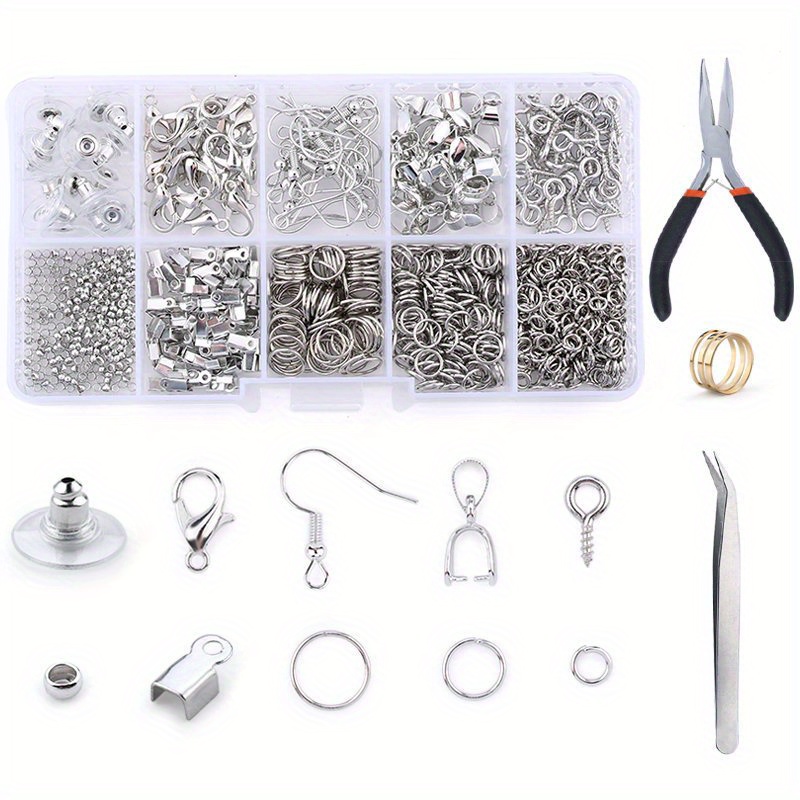 DIY Necklace Bracelet Earrings Set Jewelry Making Kit Handmade Jewelry  Making Starter Kit Jewelry Repair Tools Kit with Pliers Silver Beads Jewelry  Accessories