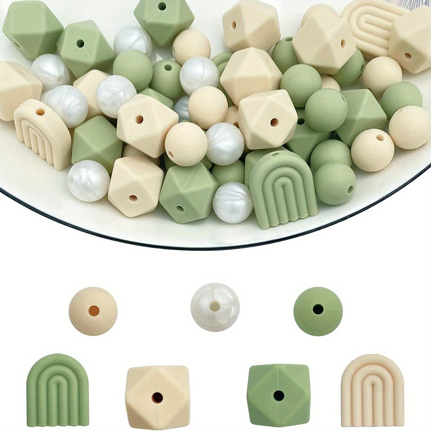 Image of 54pcs Silicone Loose Bead Set For Bracelets, Necklaces, And Other Jewelry, Perfect For Decorative Touches To Backpack Chains And More
