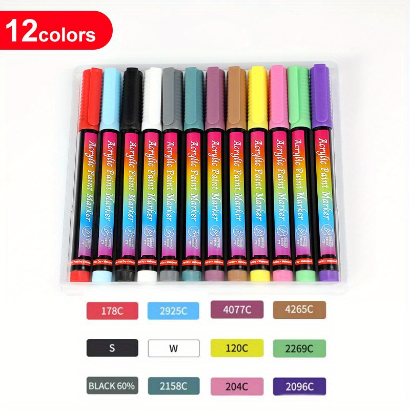 28 Pastel Colors Dual Tip Acrylic Paint Markers, Brush Tip and