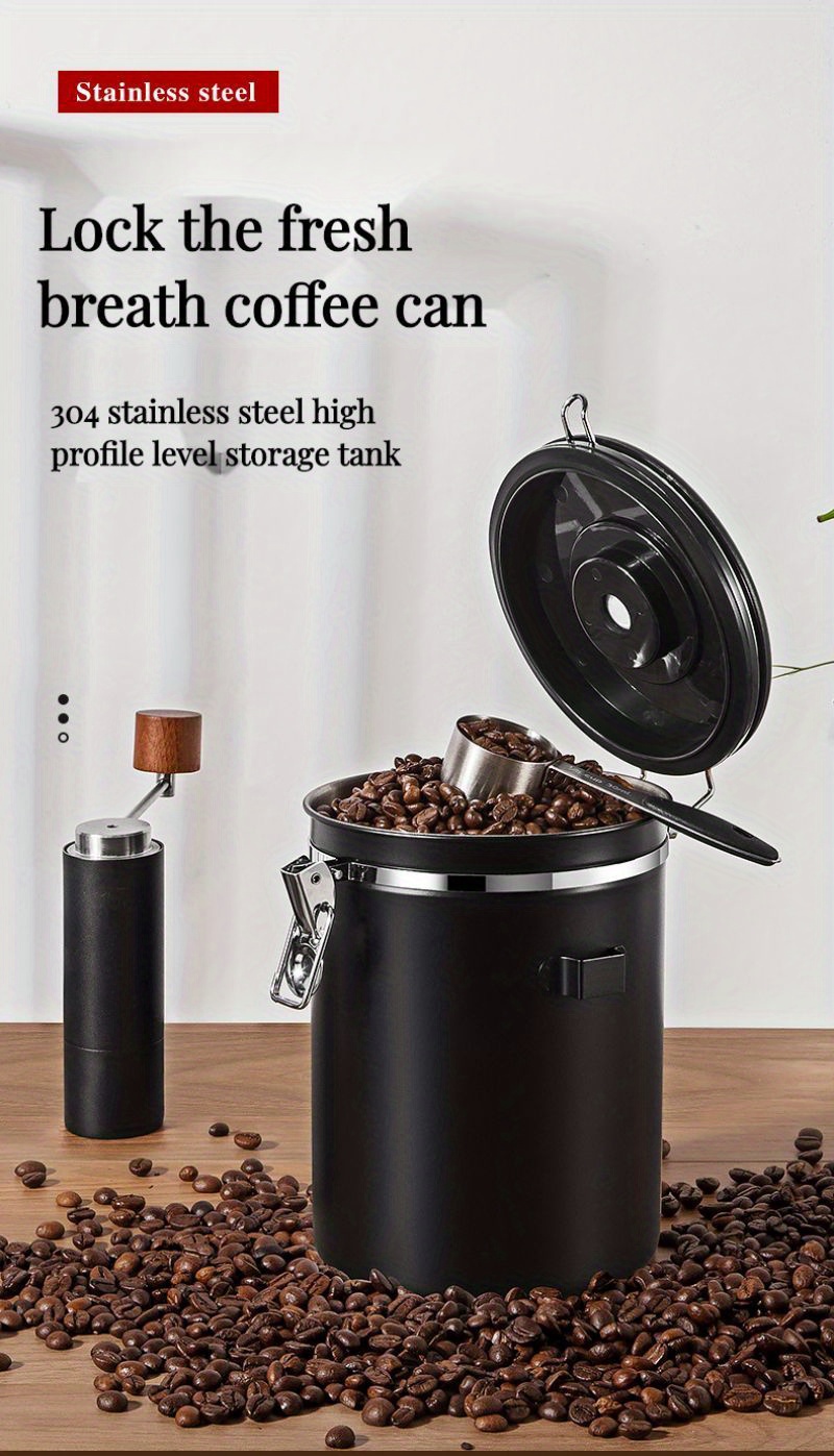 LYXIANG Bote de café hermético, recipiente de acero inoxidable para granos  de café, tarros grandes de almacenamiento de té y café (2 unidades), 25.4