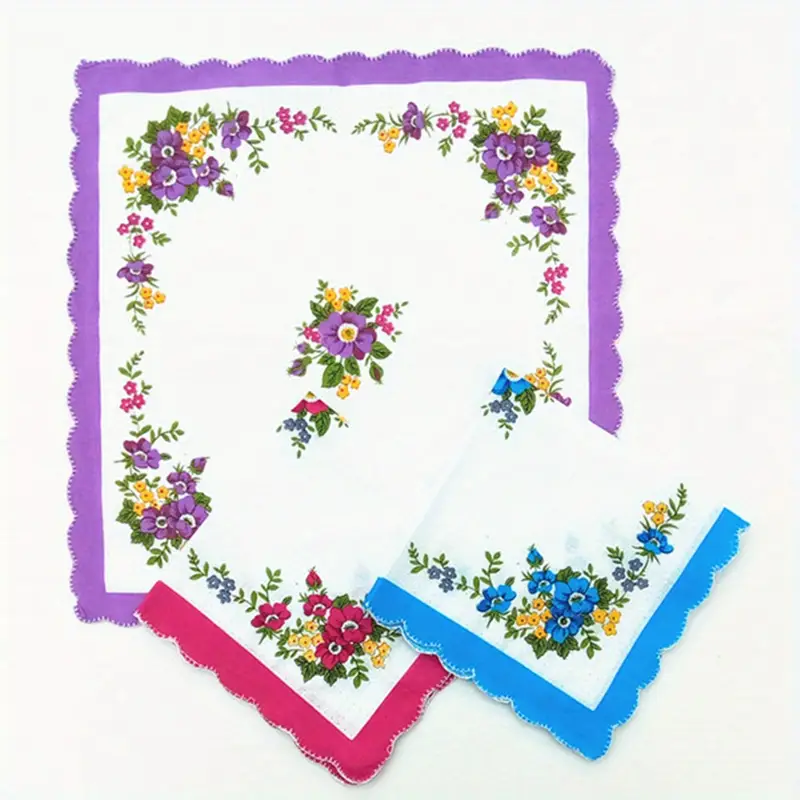 6 шт., 10 шт., 15 шт. assorted varieties упаковка 11-дюймовый хлопковый женский носовой платок, много стилей, смешанные носовые платки для мужчин и женщин, для подарков, детали 5