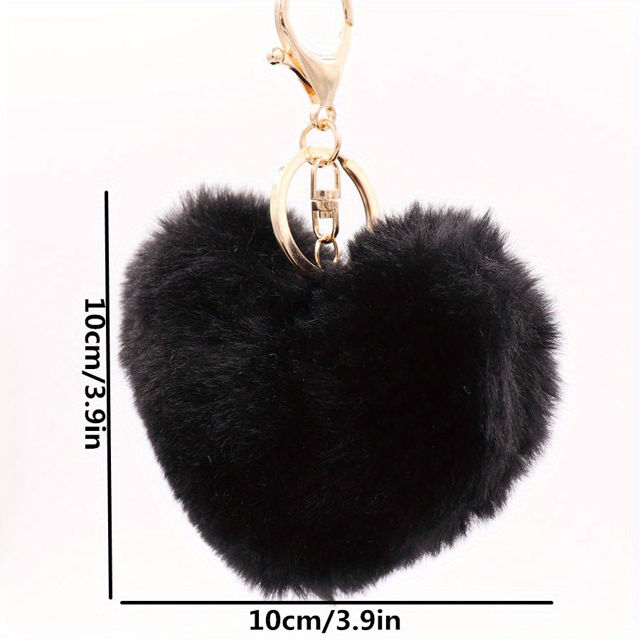 1pc Fashionable Imitation Otter Rabbit Fur Keychain Plush Heart Shaped Ball  For Car, Bag Accessory